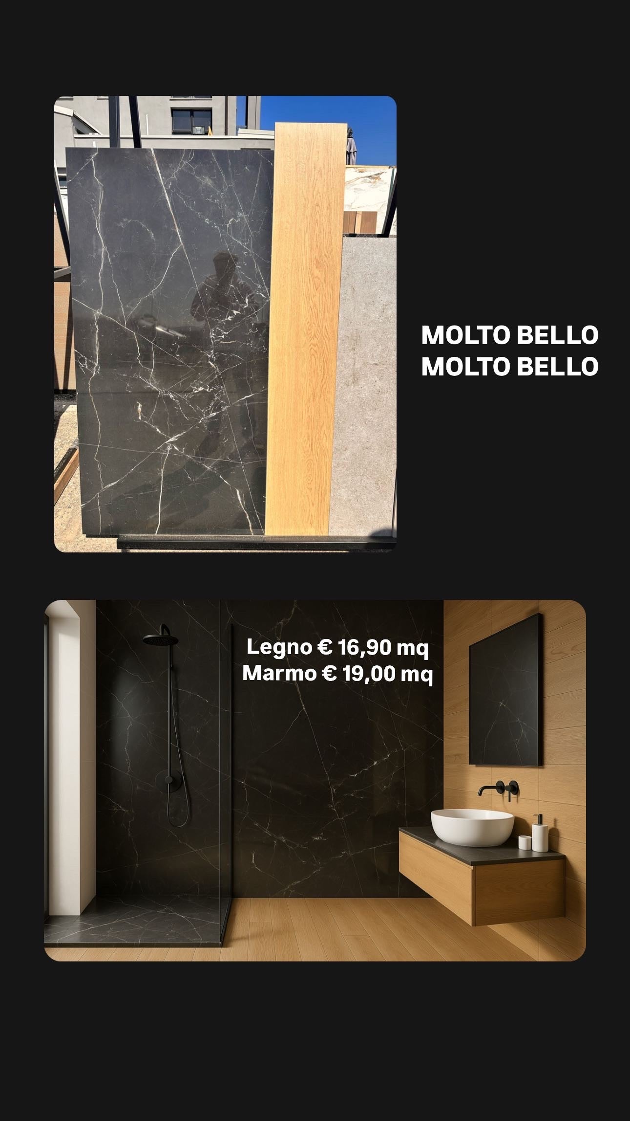 Outfit 6 - gres effetto legno rovere + marquinia