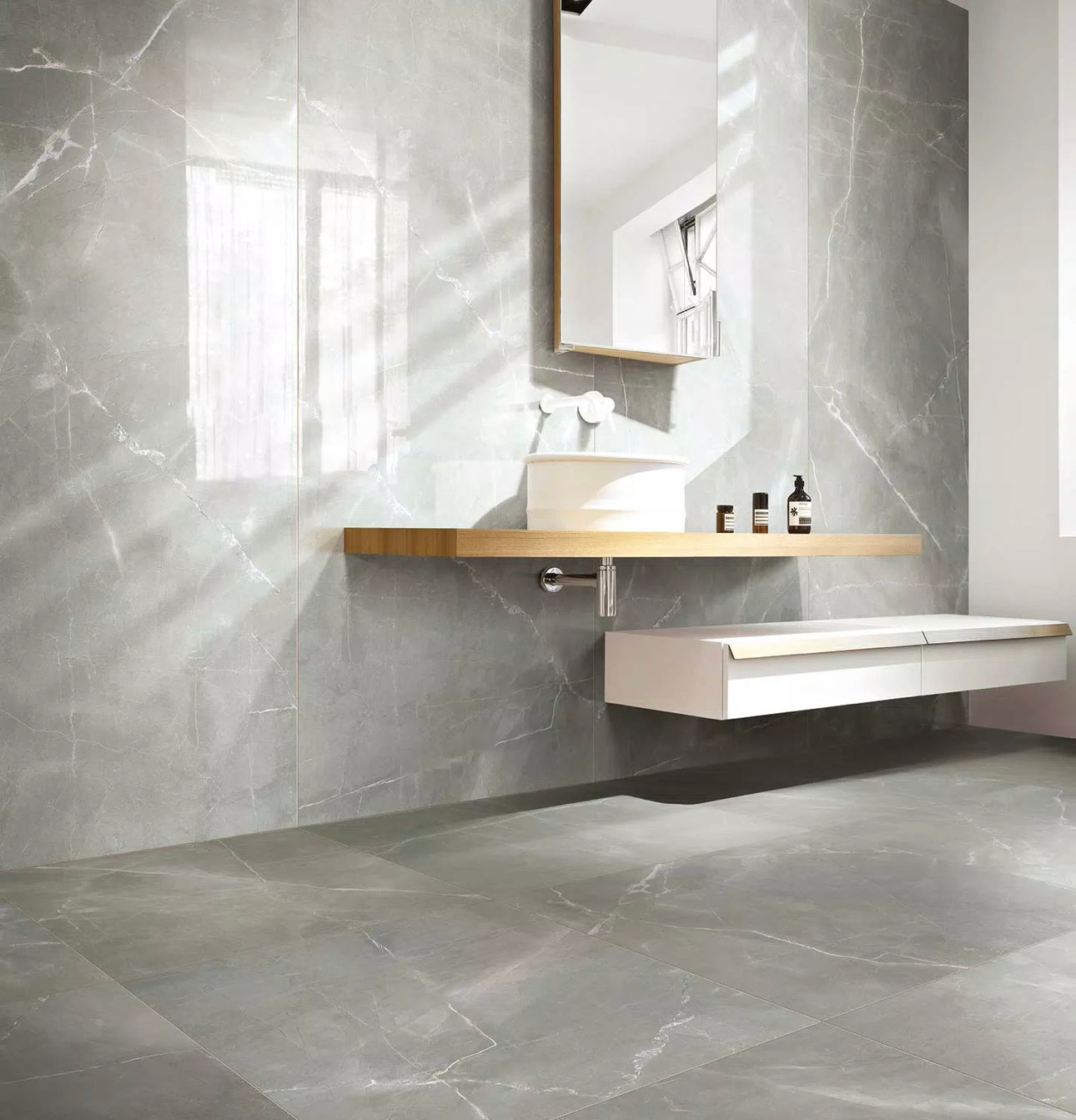 FLORIM - TIMELESS AMANI GREY GLOSSY 40x80 10MM - Lastra Ceramica