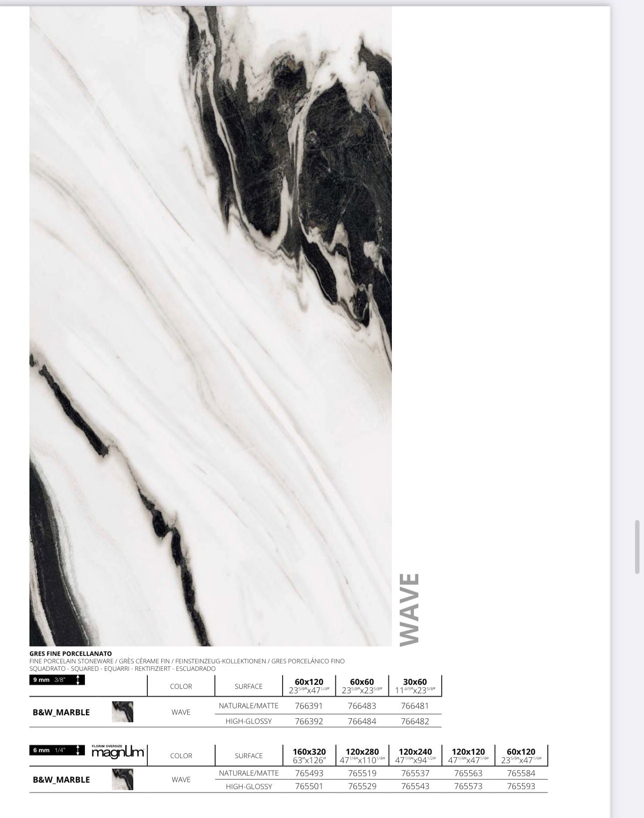 FLORIM - B&w MARBLE WAVE 80x80 - Lastra Ceramica